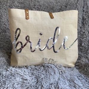 “Bride” tote bag with matching “BRIDE” tiara